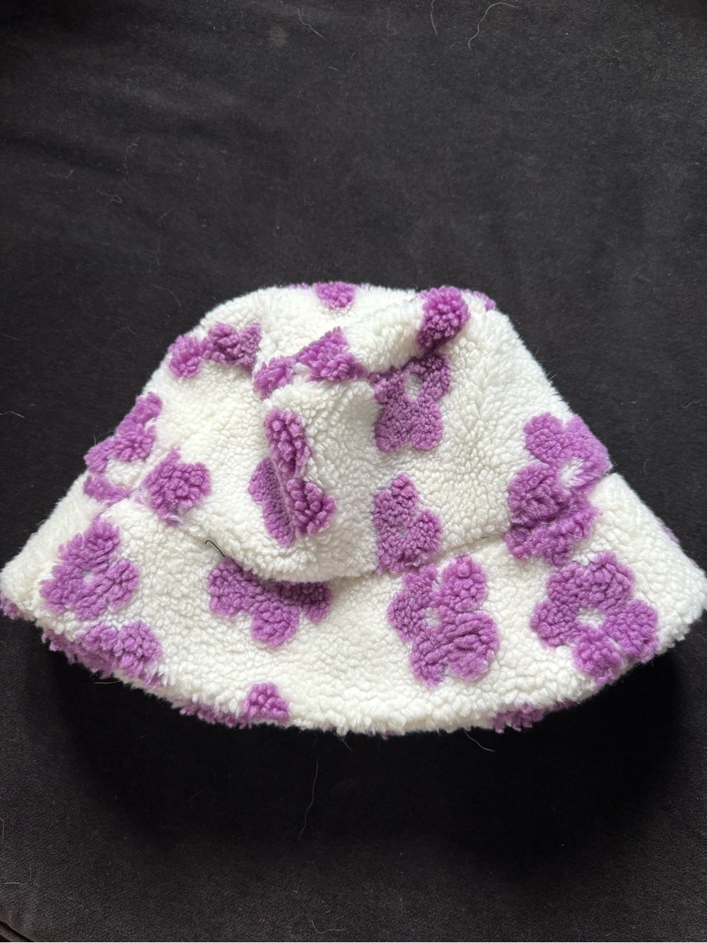 Purple Floral Sherpa Bucket Hat